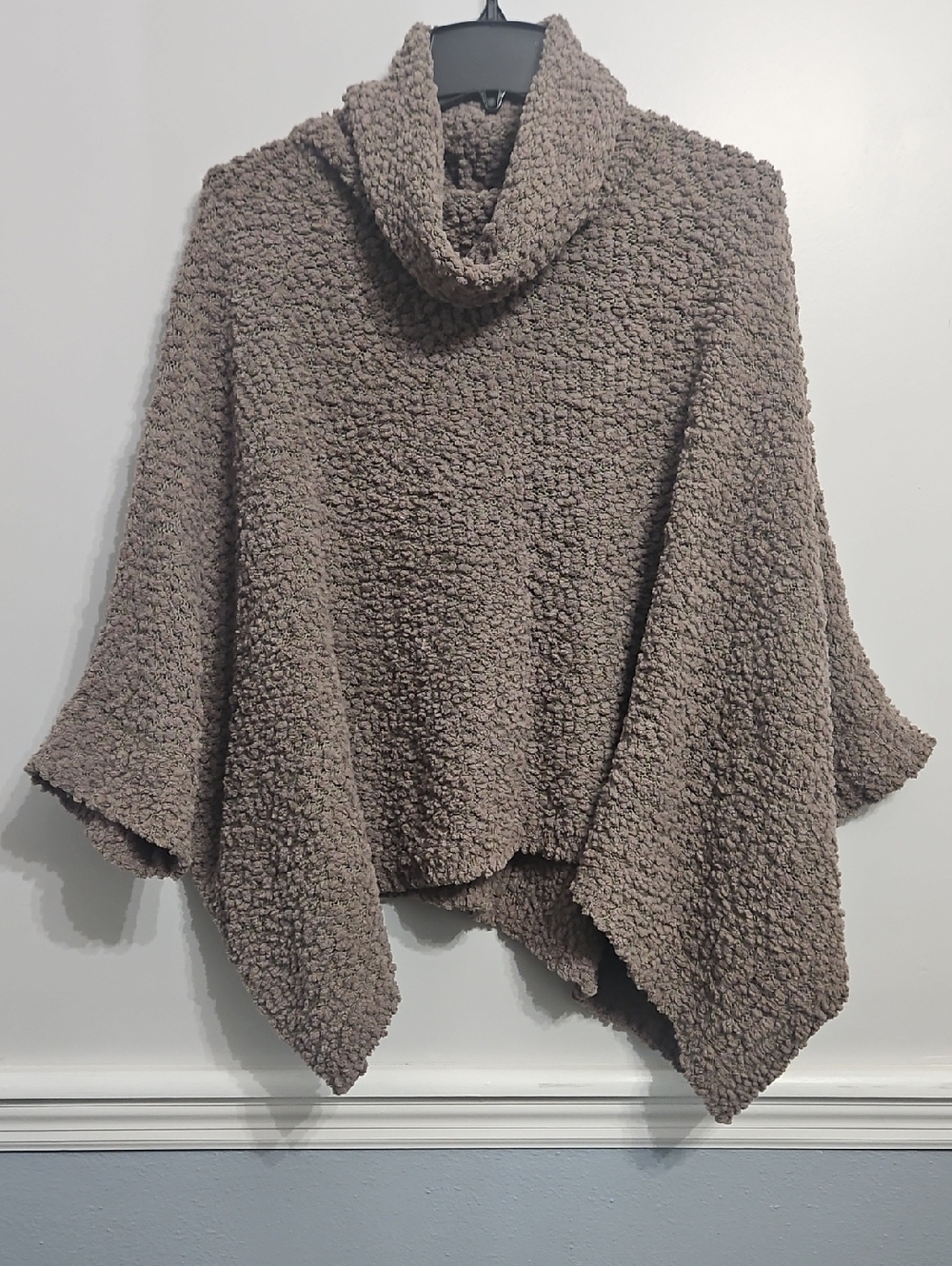 Romeo & Juliet Couture Taupe Bouclé Turtleneck Poncho -Oversized Large